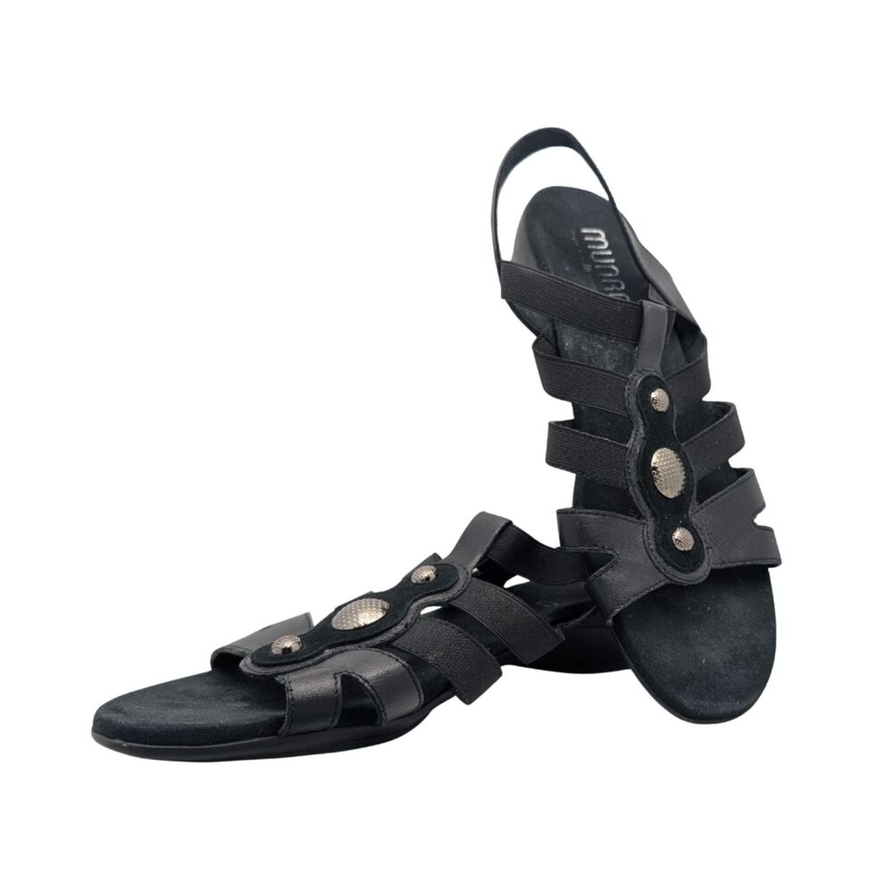 Munro Black Leather Gladiator Sandals Size 7.5
